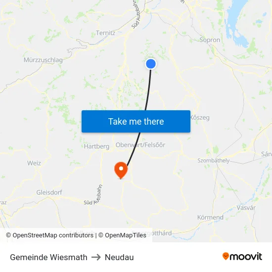 Gemeinde Wiesmath to Neudau map
