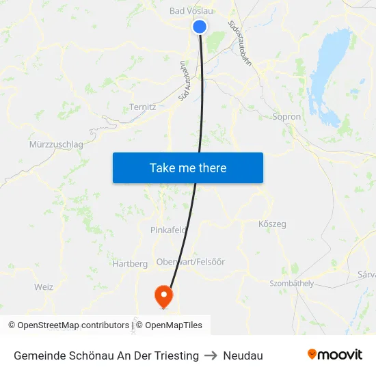 Gemeinde Schönau An Der Triesting to Neudau map