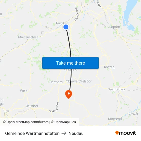 Gemeinde Wartmannstetten to Neudau map