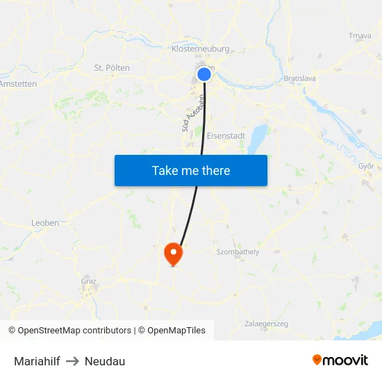 Mariahilf to Neudau map