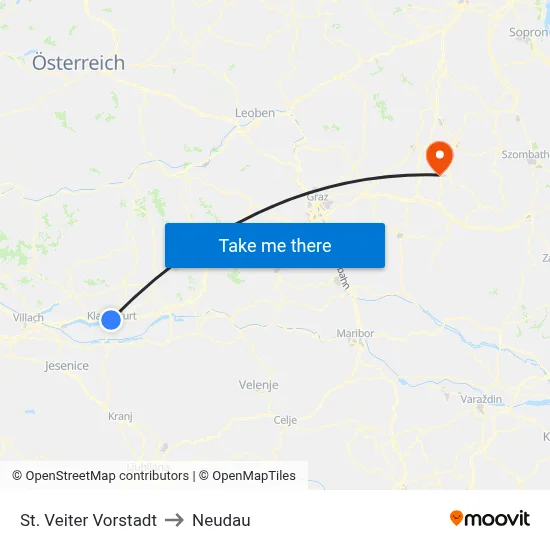 St. Veiter Vorstadt to Neudau map
