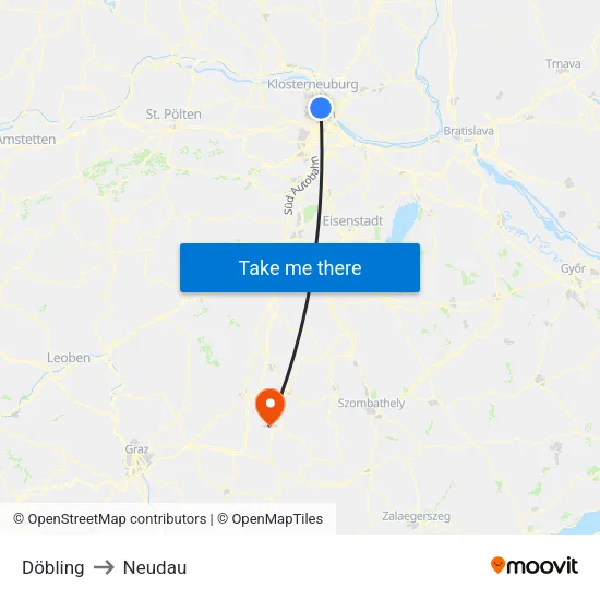 Döbling to Neudau map