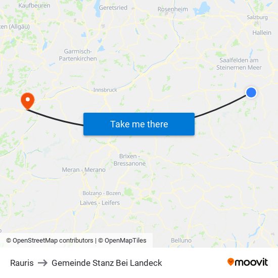 Rauris to Gemeinde Stanz Bei Landeck map