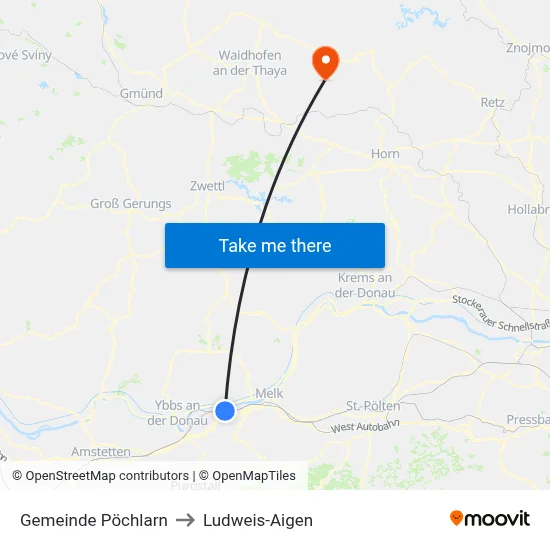 Gemeinde Pöchlarn to Ludweis-Aigen map