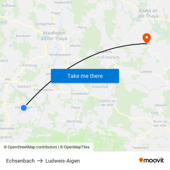 Echsenbach to Ludweis-Aigen map