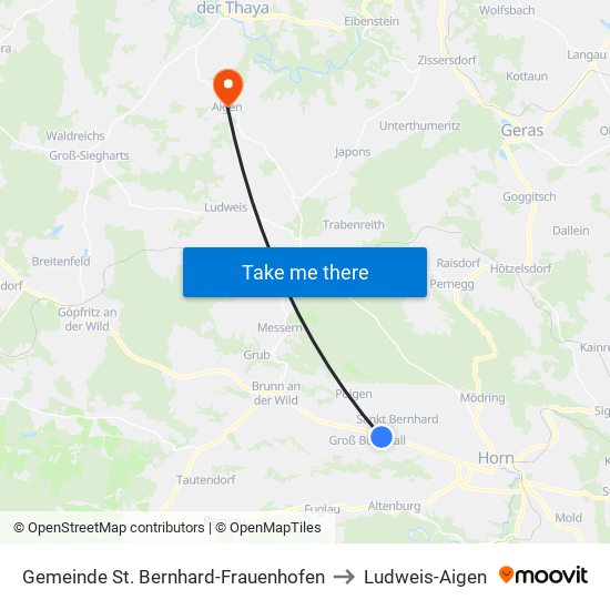 Gemeinde St. Bernhard-Frauenhofen to Ludweis-Aigen map