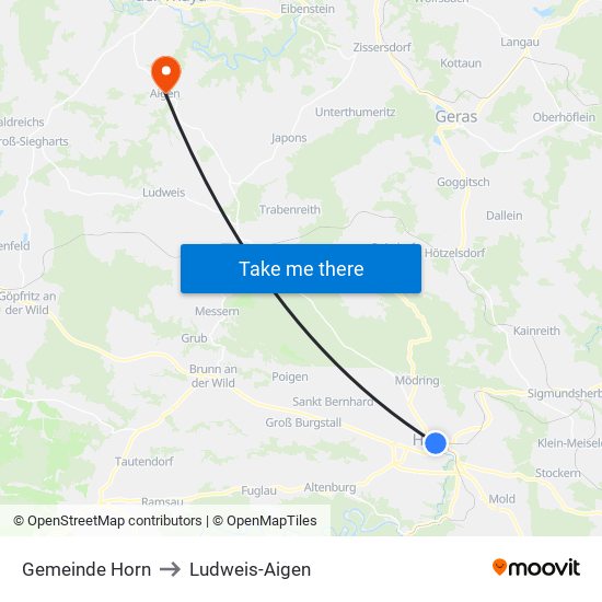 Gemeinde Horn to Ludweis-Aigen map