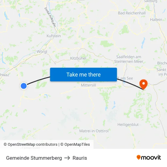 Gemeinde Stummerberg to Rauris map