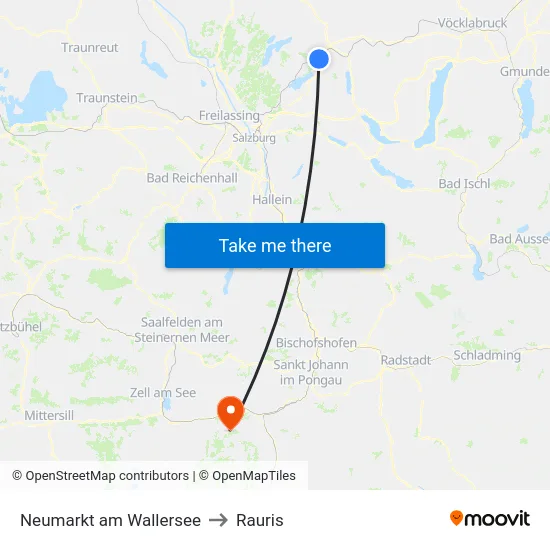 Neumarkt am Wallersee to Rauris map