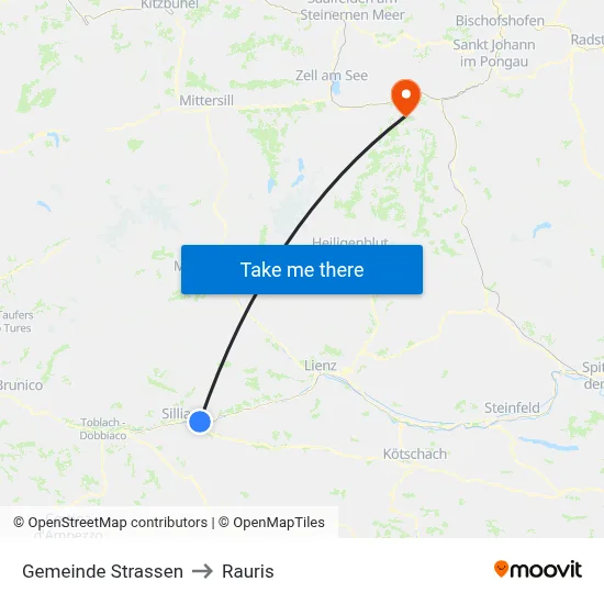 Gemeinde Strassen to Rauris map
