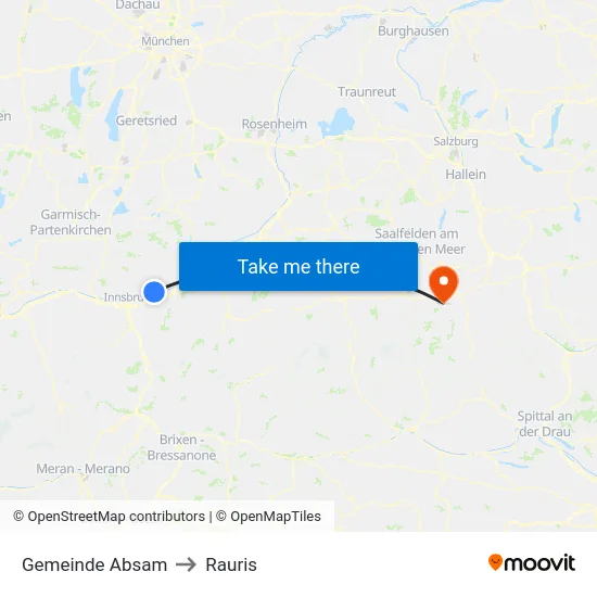 Gemeinde Absam to Rauris map