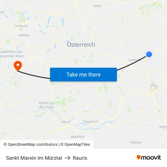 Sankt Marein Im Mürztal to Rauris map