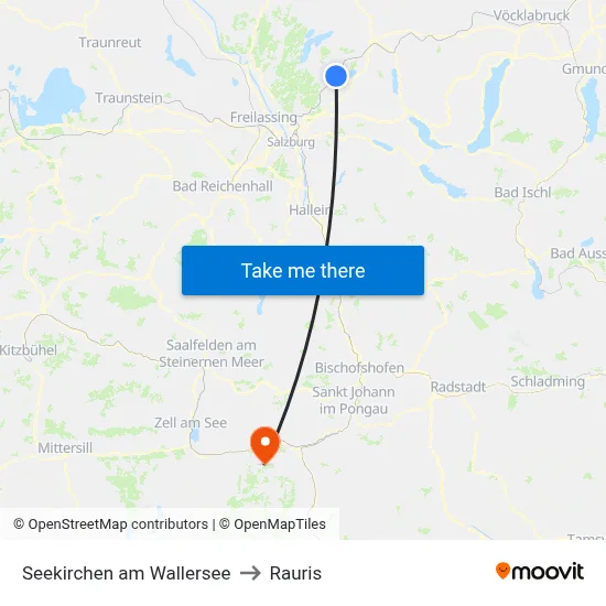 Seekirchen am Wallersee to Rauris map