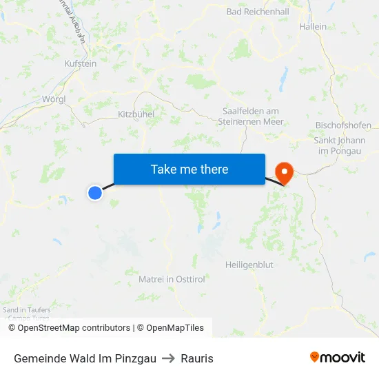 Gemeinde Wald Im Pinzgau to Rauris map