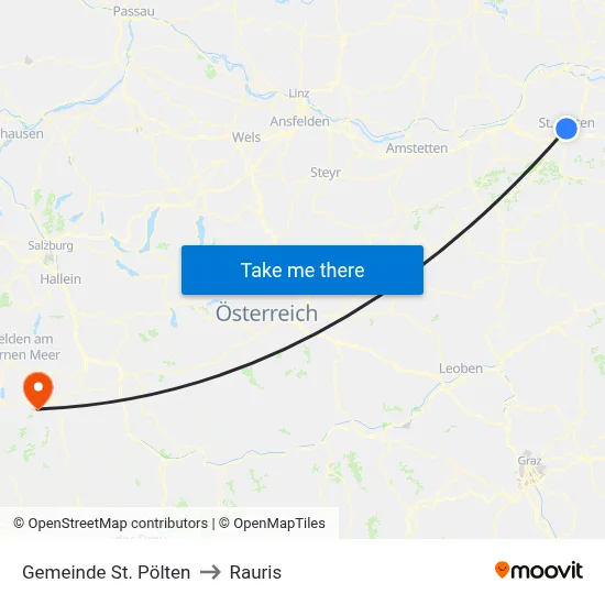 Gemeinde St. Pölten to Rauris map