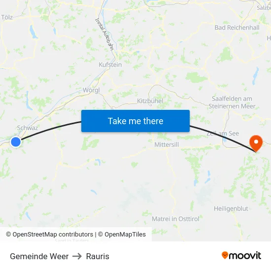 Gemeinde Weer to Rauris map