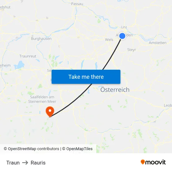 Traun to Rauris map