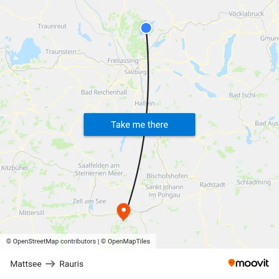 Mattsee to Rauris map