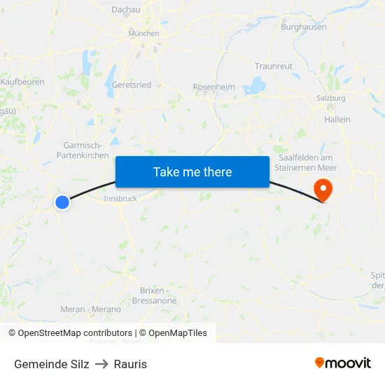 Gemeinde Silz to Rauris map