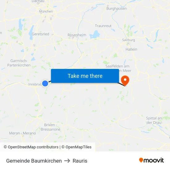 Gemeinde Baumkirchen to Rauris map