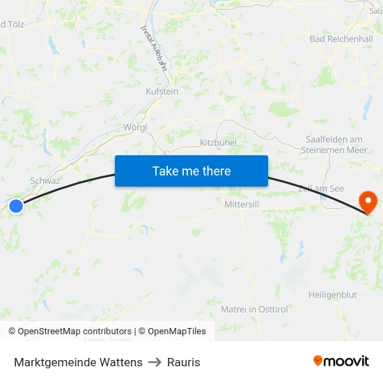 Marktgemeinde Wattens to Rauris map