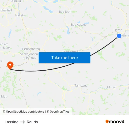 Lassing to Rauris map