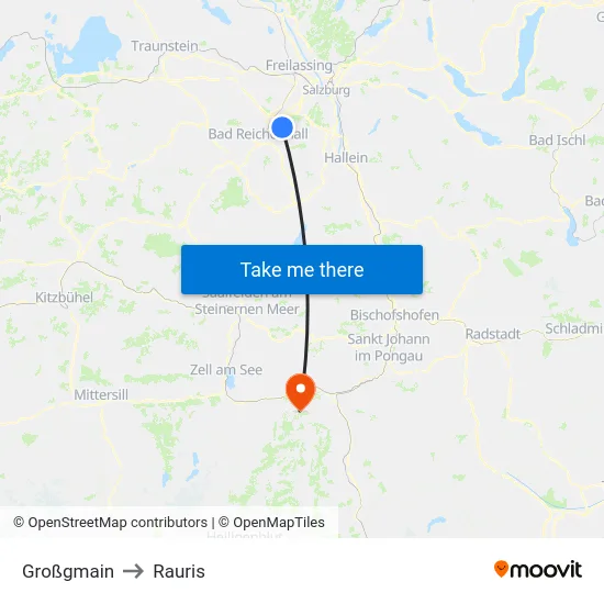 Großgmain to Rauris map