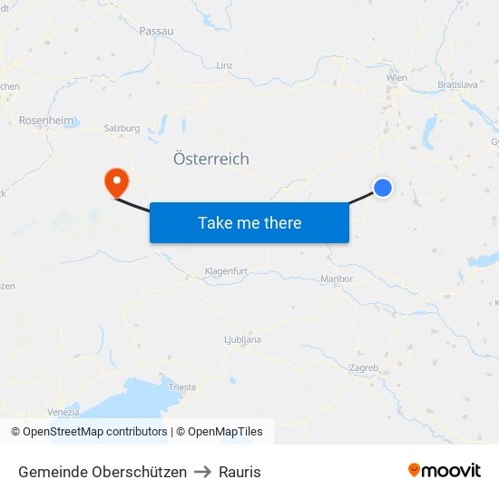Gemeinde Oberschützen to Rauris map