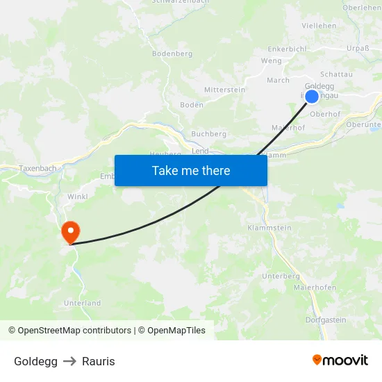 Goldegg to Rauris map