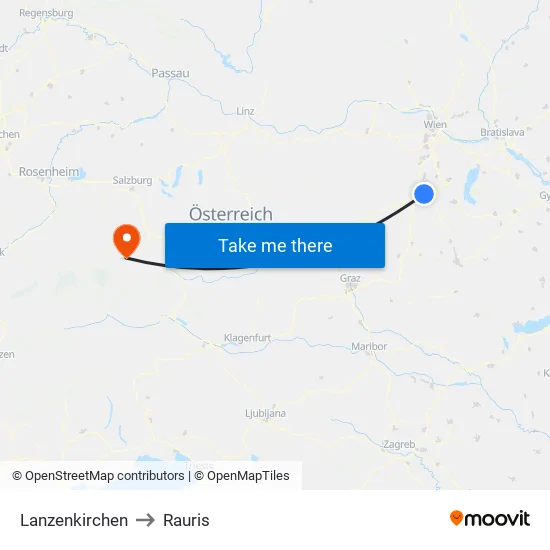 Lanzenkirchen to Rauris map