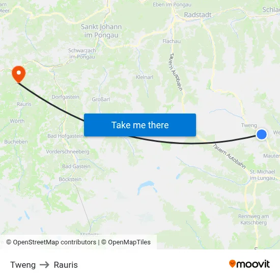 Tweng to Rauris map
