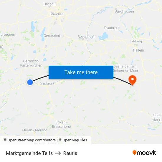 Marktgemeinde Telfs to Rauris map