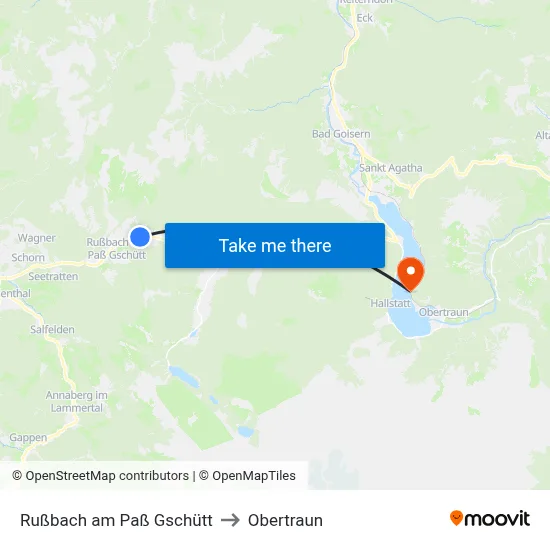 Rußbach am Paß Gschütt to Obertraun map