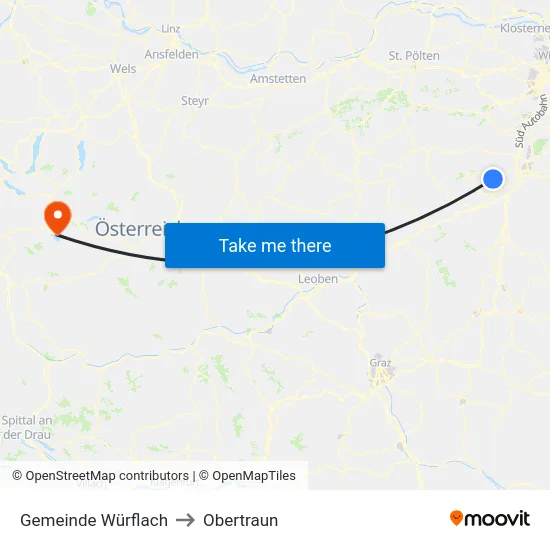 Gemeinde Würflach to Obertraun map