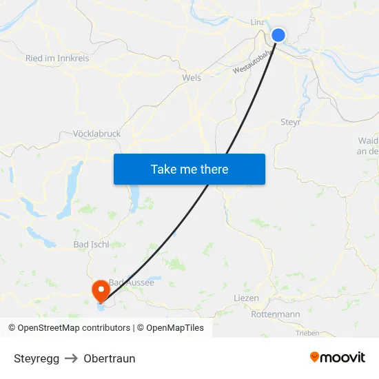 Steyregg to Obertraun map
