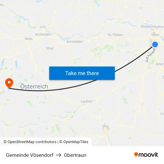 Gemeinde Vösendorf to Obertraun map