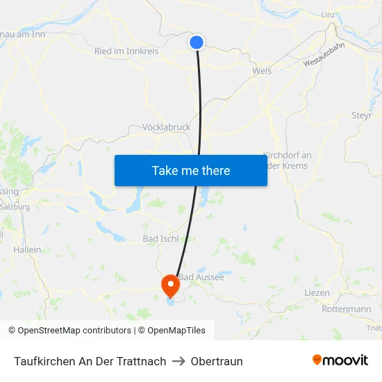 Taufkirchen An Der Trattnach to Obertraun map