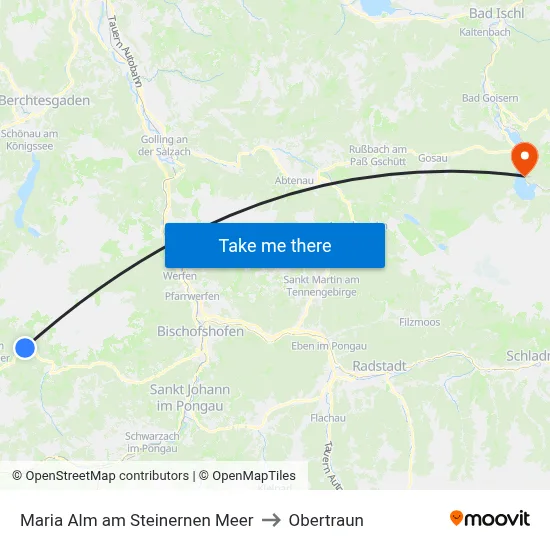 Maria Alm am Steinernen Meer to Obertraun map