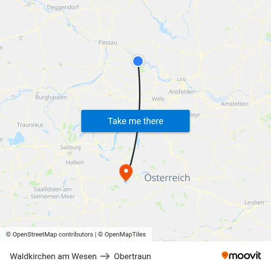 Waldkirchen am Wesen to Obertraun map