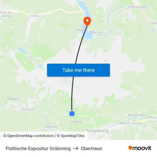 Politische Expositur Gröbming to Obertraun map