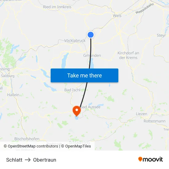 Schlatt to Obertraun map