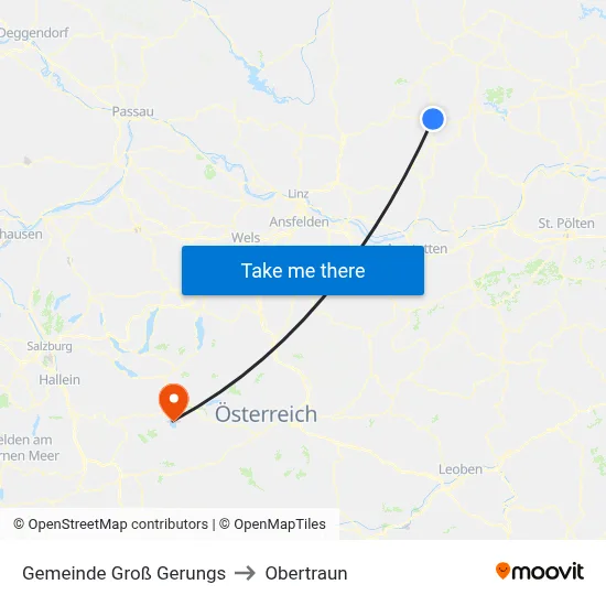 Gemeinde Groß Gerungs to Obertraun map