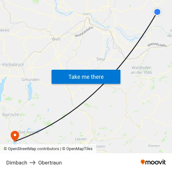 Dimbach to Obertraun map