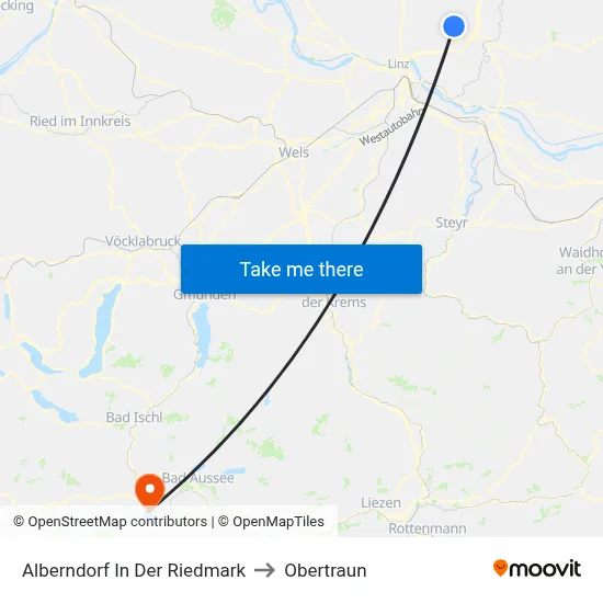 Alberndorf In Der Riedmark to Obertraun map