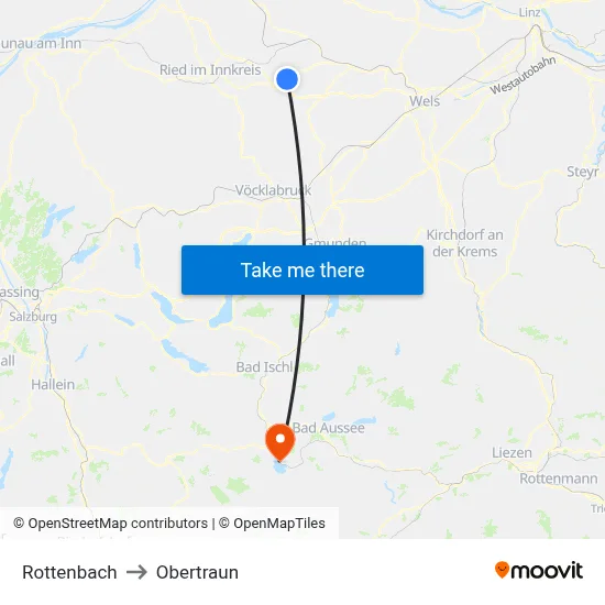 Rottenbach to Obertraun map