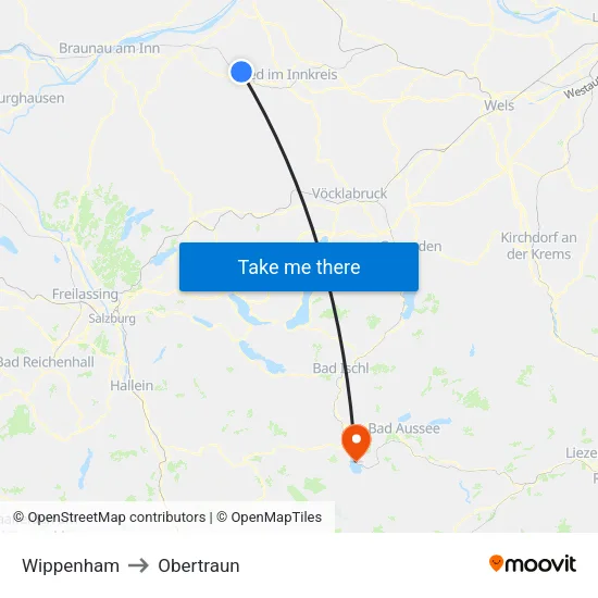 Wippenham to Obertraun map