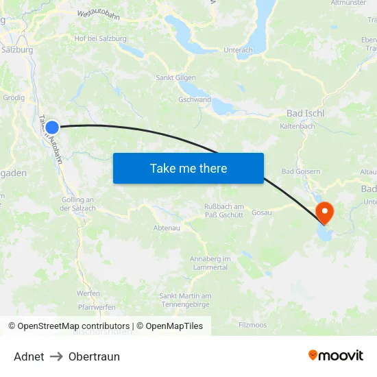 Adnet to Obertraun map