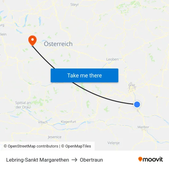 Lebring-Sankt Margarethen to Obertraun map