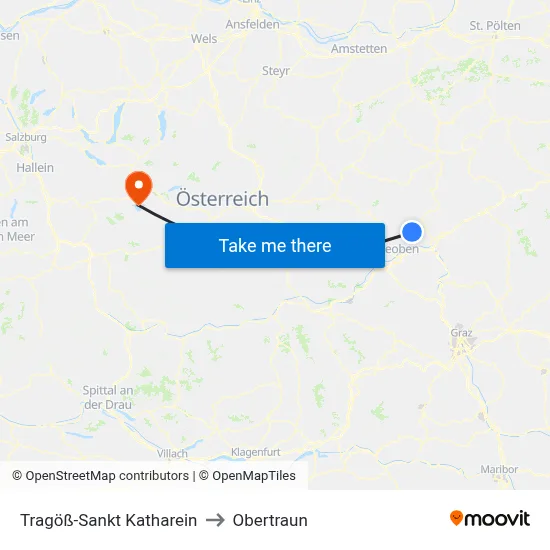 Tragöß-Sankt Katharein to Obertraun map