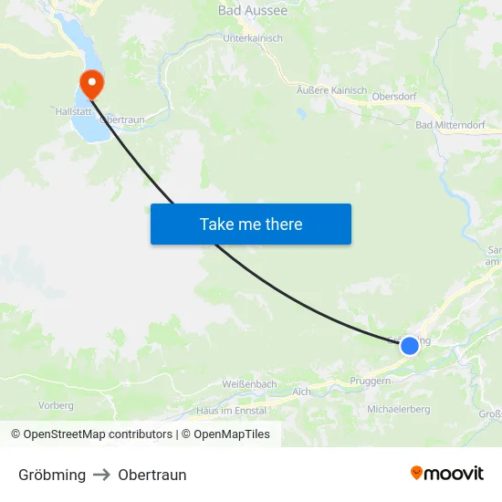 Gröbming to Obertraun map